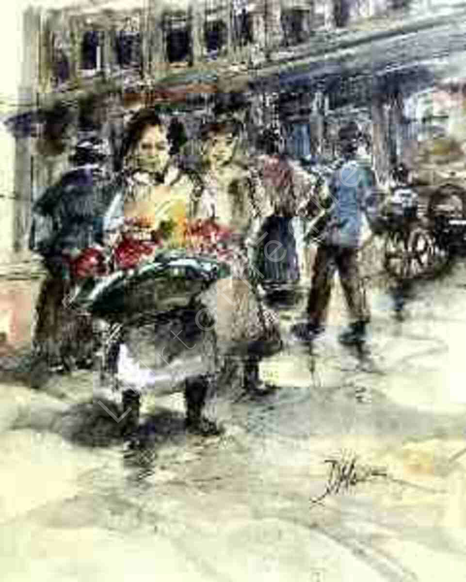 Street Scene with Flower Sellers